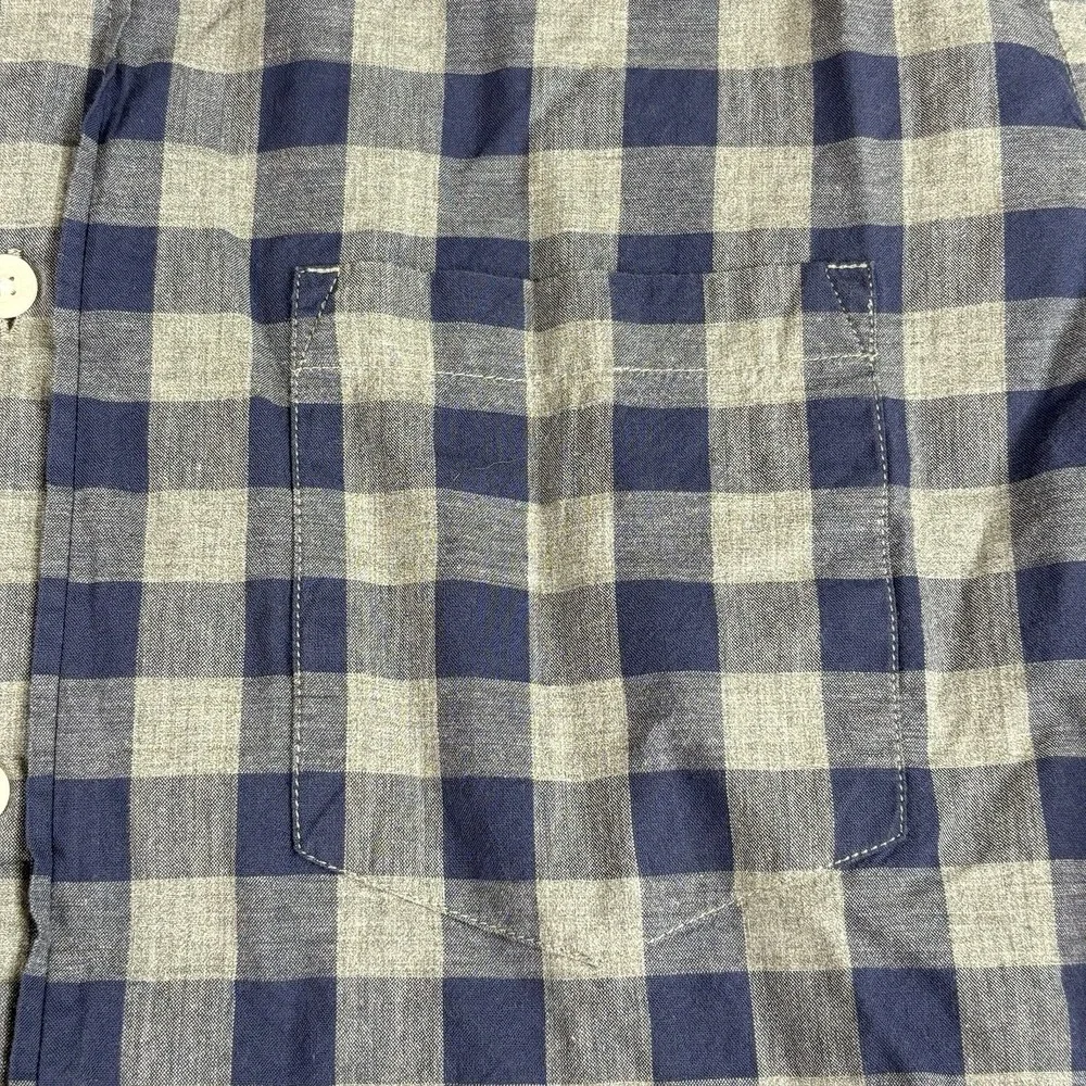 J. Crew Shirt Mens M Blue Gray Gingham Button Classic Preppy Minimalist Academia